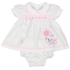 K14228: Baby Girls Dress, Pant & Headband Set (NB-6 Months)